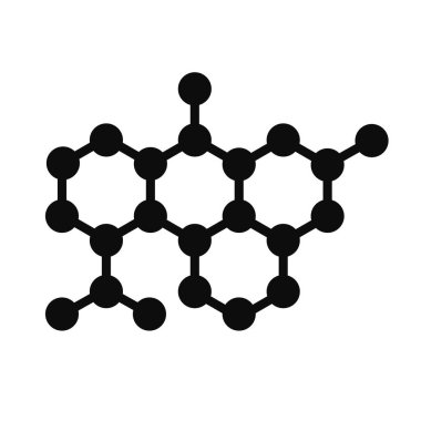 Moleküler yapı vektörü çizimi - Altıgen şekilli molekül siyah simgesi 