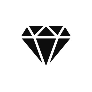 Elmas düz biçim resimleme - Beyaz arkaplanda izole edilmiş vektör siyah siluet