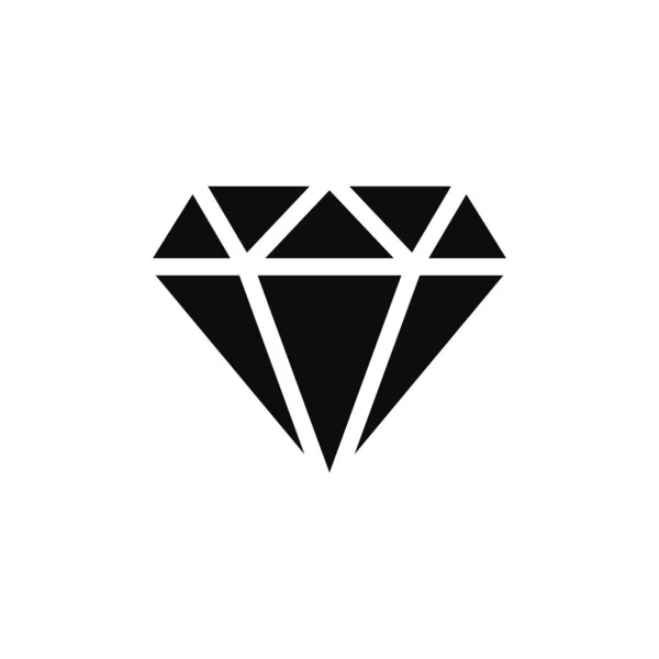 Illustrazione Icona Stile Piatto Diamante Silhouette Nera Vettoriale Isolata Sfondo — Vettoriale Stock