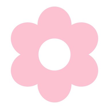 Beyaz arkaplanda izole edilmiş altı taç yaprağı vektör resmedilmiş pembe düz bir çiçek.