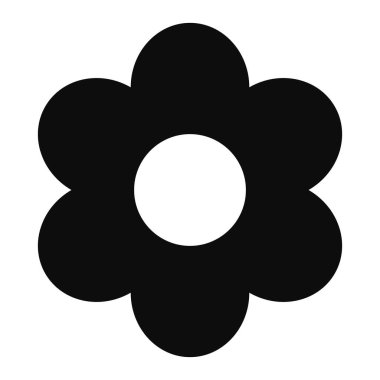 Siyah çiçek vektör simgesi beyaz arkaplanda izole edildi. Yüksek kalite düz stil, altı yapraklı papatya çiçeğinin modern çizimi.