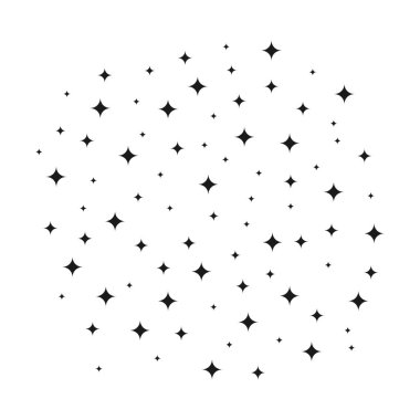 Beyaz arkaplanda izole edilmiş pek çok yıldızın yüksek kalite düz vektör stili modern illüstrasyonu