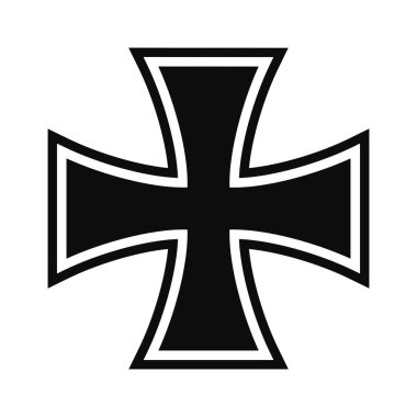 Beyaz arka planda izole edilmiş ikonik Alman demir haçı - vektör düz stil askeri çapraz illüstrasyon 