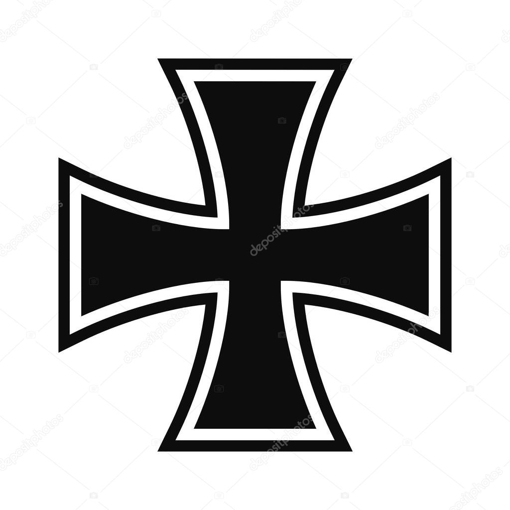 Iconic german iron cross isolated on white background - Vector flat style military cross illustration 