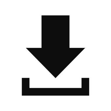 Siyah indirme vektörü düz biçim illüstrasyonu beyaz arkaplanda izole edildi