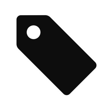 Siyah etiket vektörü düz biçim silueti beyaz arkaplanda izole edildi