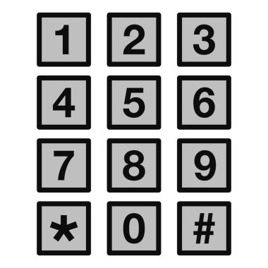 Bir telefon tuş takımı vektör çizimi. Beyaz arkaplanda 0 'dan 9' a kadar olan düğmeler izole edildi. 