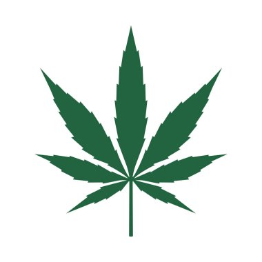 Beyaz arkaplanda izole edilmiş yeşil kenevir yaprağı silueti simgesi - Vektör yüksek kaliteli düzenlenebilir illüstrasyon