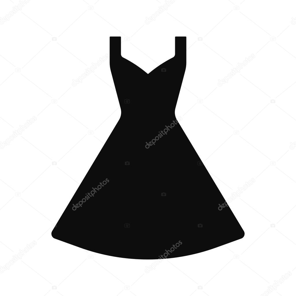Dress vector icon. High quality line art black illustration isolated on white background. Female clothing editable symbol