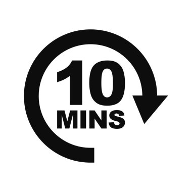 Beyaz arkaplanda 10 dakika beklenen ok simgesi vektör çizimi izole edildi