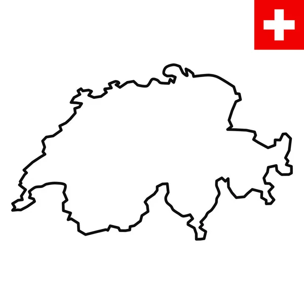 High Quality Vector Map Switzerland Hand Made Line Drawing Isolated — Stock Vector