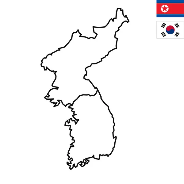 Korea Čára Mapa Izolované Bílém Pozadí Jednoduchá Ručně Dělaná Čára — Stockový vektor