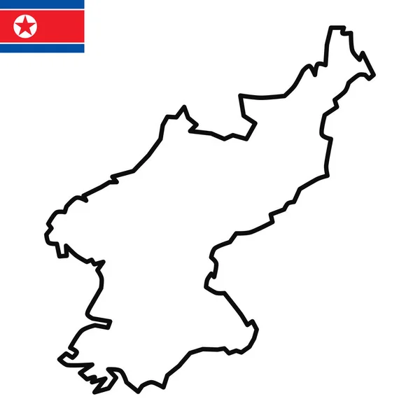 Mapa Severokorejské Linie Izolovaná Bílém Pozadí Jednoduchý Ručně Dělaný Vektorový — Stockový vektor