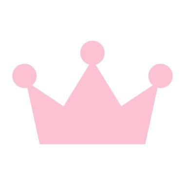 Güzel pembe taç vektörü düz biçim illüstrasyon - Prenses logosu beyaz arkaplanda izole edilmiş