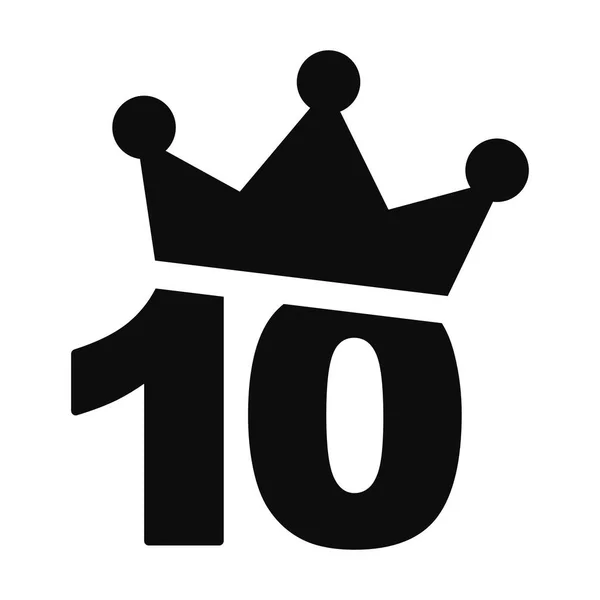 10E Verjaardag Vector Illustratie Icoon Nummer Tien Met Een Kroon — Stockvector