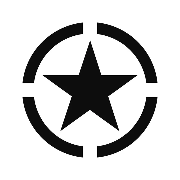 Ikonické Vojenské Šablony Hvězda Logo Izolované Bílém Pozadí Plochý Styl — Stockový vektor