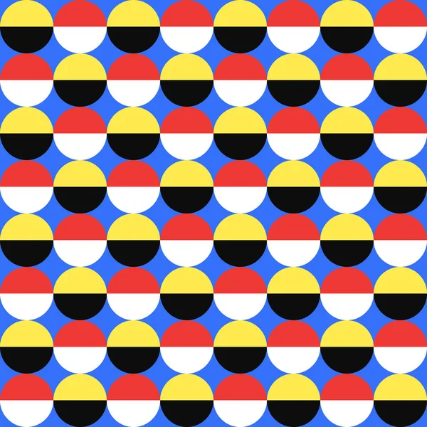 Blue Red Yellow Circles Vector Seamless Pattern Background Modern Graphic — 图库矢量图片