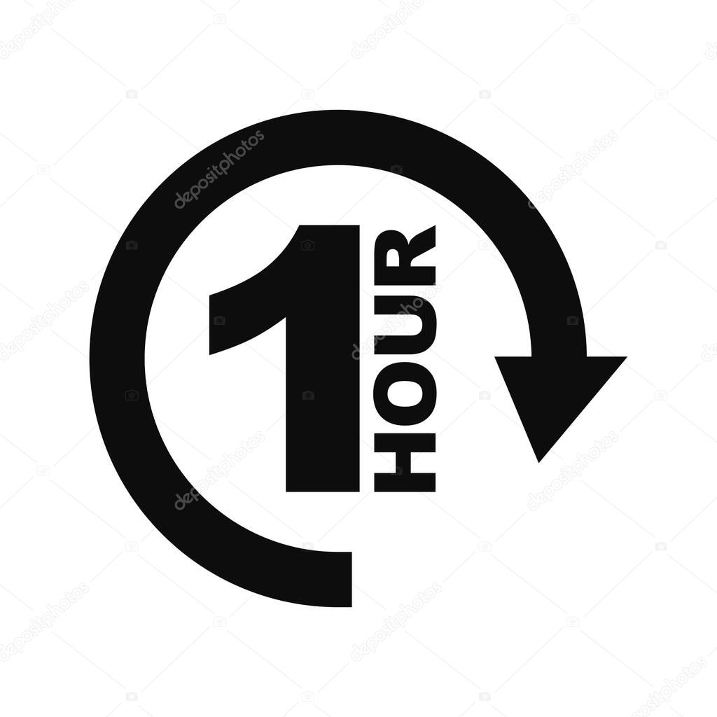 One hour waiting arrow icon vector illustration isolated on white background