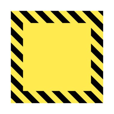 Sarı ve siyah çizgili kare tehlike işareti. Boş uyarı işareti düzenlenebilir vektör resimleme şablonu