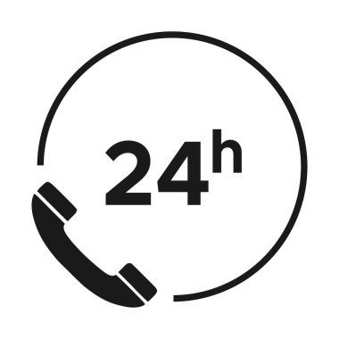 Beyaz arkaplanda 24 saatlik telefon hizmeti düzenlenebilir vektör simgesi izole edildi. Yüksek kaliteli resim çizimi