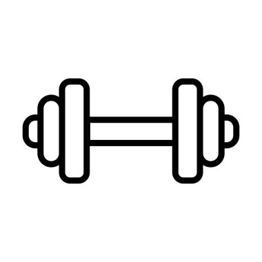 Bumbbell çizgi simgesi beyaz arkaplanda izole edildi. Vektör yüksek kalite uyum ve eğitim konsepti simgesi