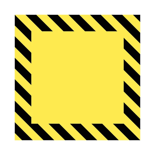 Yellow Black Striped Squared Danger Sign Blank Warning Sign Editable — 图库矢量图片