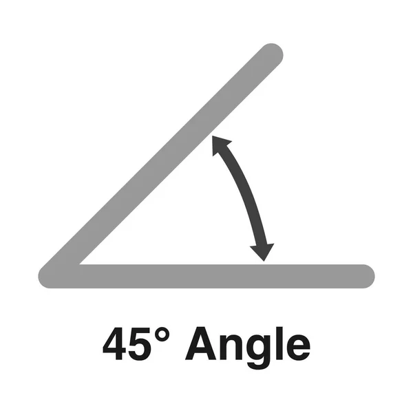 白で分離された45度の角度アイコン 角度記号とテキストベクトル編集可能なイラスト付きアイコン — ストックベクタ