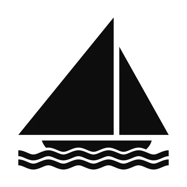 Marina Vector Illustration Sail Boat Black Silhouette Pictogram Isolated White — 图库矢量图片