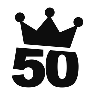 50 numara ve üst vektör illüstrasyonunda bir taç - 50. yaş günü grafik tasarım klip sanatı