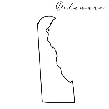 Delaware haritası yüksek kaliteli vektör. Amerikan devleti basit el yapımı çizgi haritası