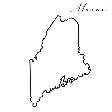 Maine haritası yüksek kalite vektör. Amerikan devleti basit el yapımı çizgi haritası