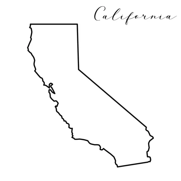 Kalifornská Mapa Vysoce Kvalitního Vektoru Americký Stát Jednoduchý Ručně Kreslené — Stockový vektor
