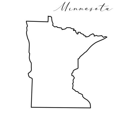 Minnesota haritası yüksek kaliteli vektör. Amerikan devleti basit el yapımı çizgi haritası