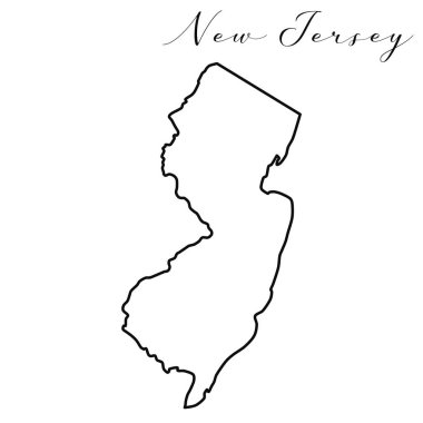 New Jersey haritası yüksek kaliteli vektör. Amerikan devleti basit el yapımı çizgi haritası