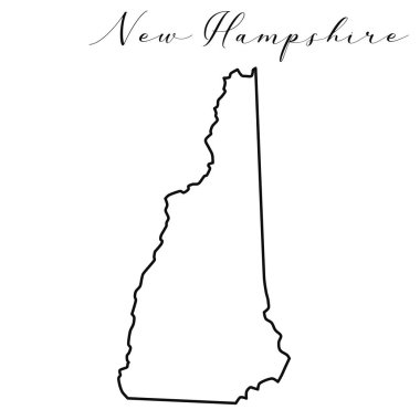 New Hampshire haritası yüksek kaliteli vektör. Amerikan devleti basit el yapımı çizgi haritası