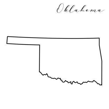 Oklahoma haritası yüksek kaliteli vektör. Amerikan devleti basit el yapımı çizgi haritası