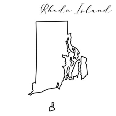 Rhode Island haritası yüksek kaliteli vektör. Amerikan devleti basit el yapımı çizgi haritası