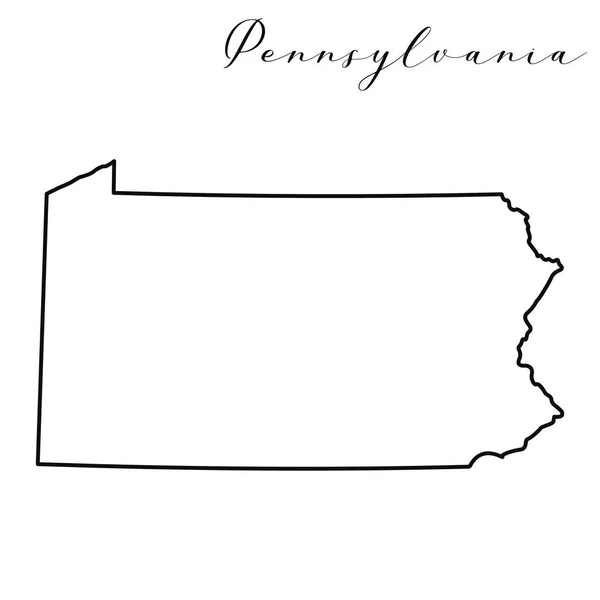 Pennsylvanie Carte Vecteur Haute Qualité Carte Dessin Main Simple État — Image vectorielle