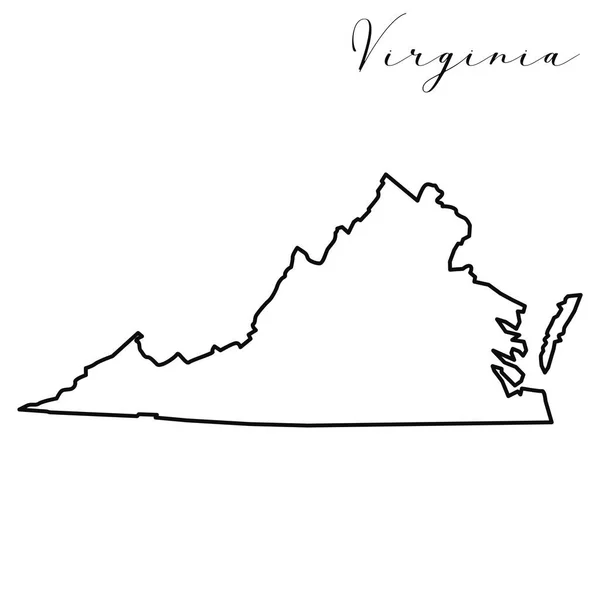 Virginia Mapa Vector Alta Calidad Estado Americano Simple Hecho Mano — Vector de stock