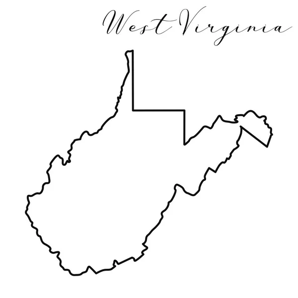 ウェストバージニア州は高品質のベクターをマップします アメリカの州簡単な手線画地図を作った — ストックベクタ