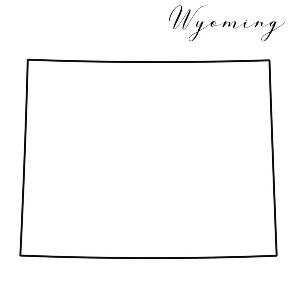 Wyoming Mapa Vector Alta Calidad Estado Americano Simple Hecho Mano — Archivo Imágenes Vectoriales