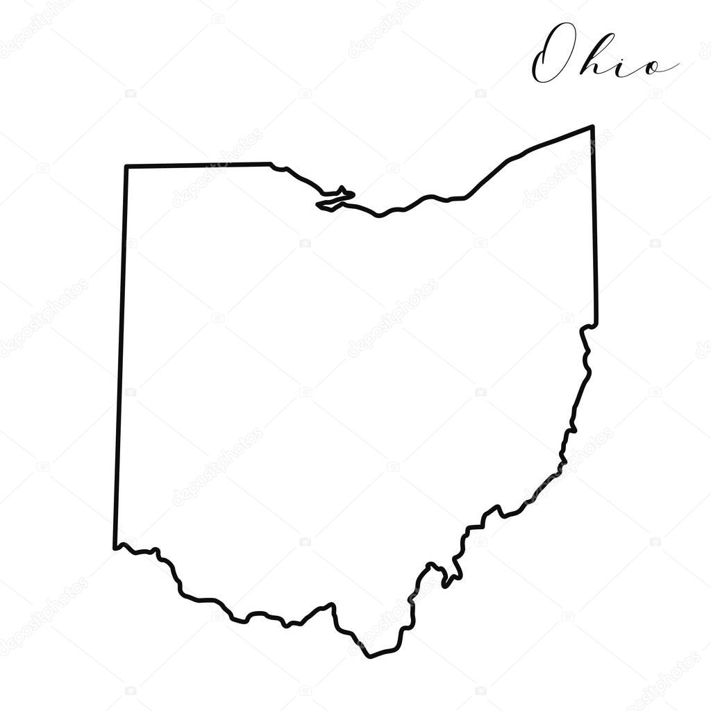 Ohio map high quality vector. American state simple hand made line drawing map