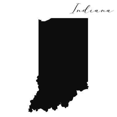 Indiana siyah siluet vektör haritası. Düzenlenebilir yüksek kaliteli resimleme. Amerika Birleşik Devletleri 'nin basit haritası.