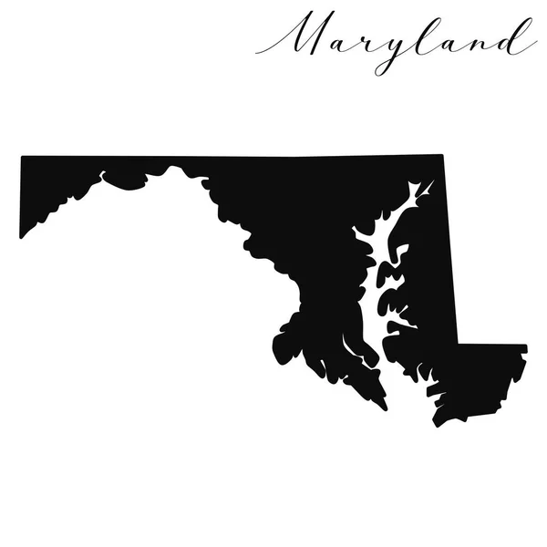 Carte Vectorielle Silhouette Noire Maryland Illustration Modifiable Haute Qualité État — Image vectorielle