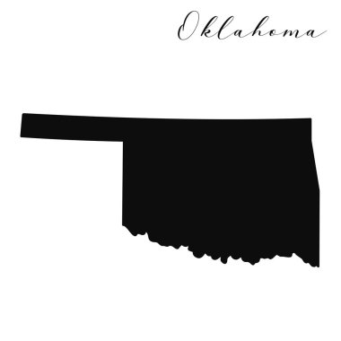 Oklahoma siyah siluet vektör haritası. Oklahoma eyaletinin düzenlenebilir yüksek kaliteli çizimi basit bir harita