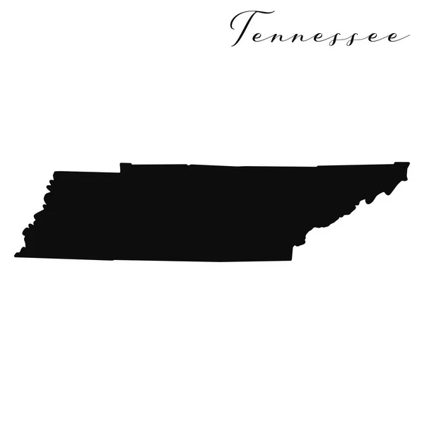 Tennessee Black Silhouette Vector Map Editable High Quality Illustration American — Stock Vector