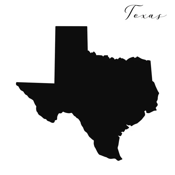 Texaská Černá Silueta Vektorové Mapy Upravitelná Vysoce Kvalitní Ilustrace Jednoduché — Stockový vektor