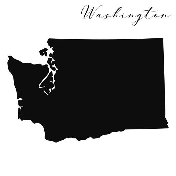 Washingtonská Černá Silueta Vektorové Mapy Upravitelná Vysoce Kvalitní Ilustrace Jednoduché — Stockový vektor