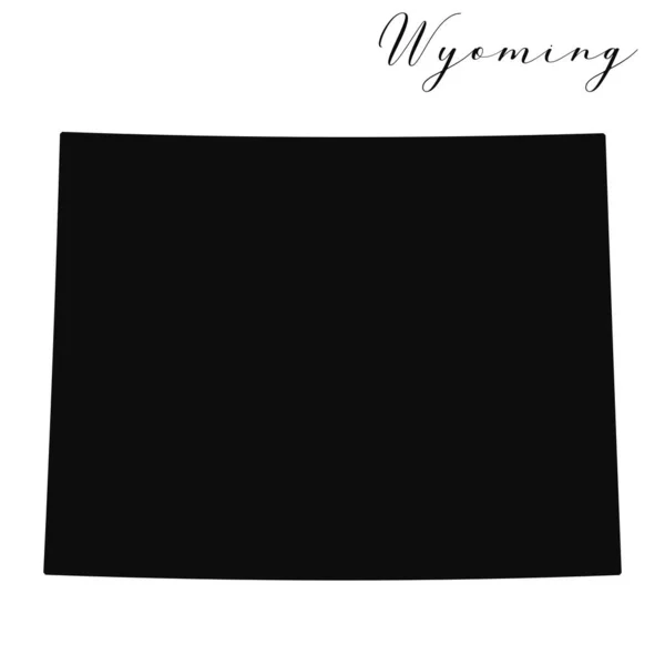 Mappa Vettoriale Silhouette Nera Del Wyoming Illustrazione Alta Qualità Modificabile — Vettoriale Stock