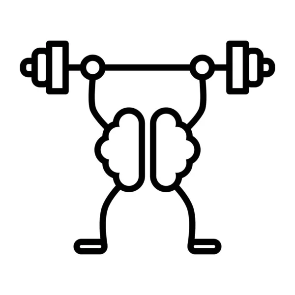 Brain Lifting Barbell Funny Vector High Quality Line Icon Illustration — Stock Vector